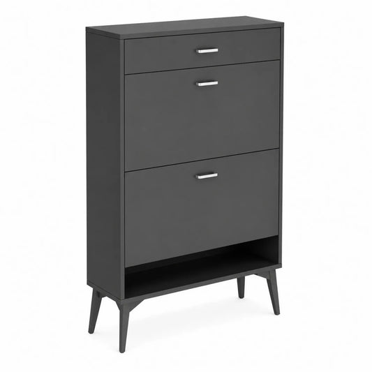 Schuhschrank Spanplatte Grau 50x28x104 cm