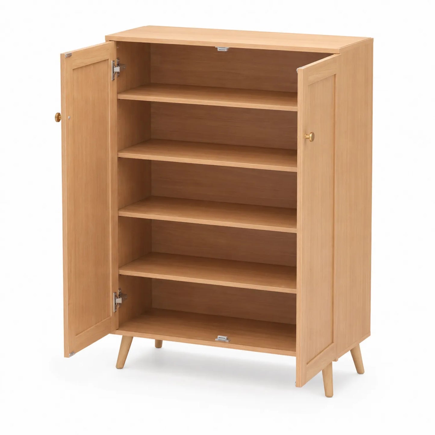 Schuhschrank Holz 5 Ebenen Kiefernholz Hellbraun