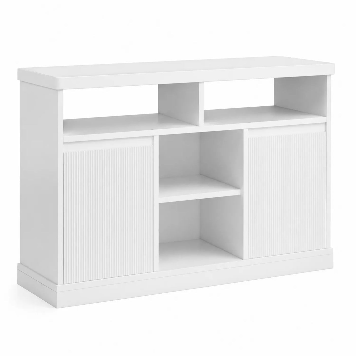 MDF-Sideboard mit Regal und Schiebetüren 120x40x80 cm Weiß