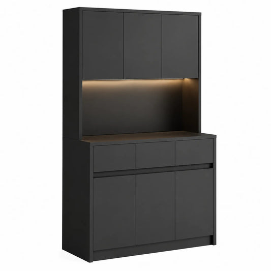 Sideboard mit Oberschrank Schwarz MDF