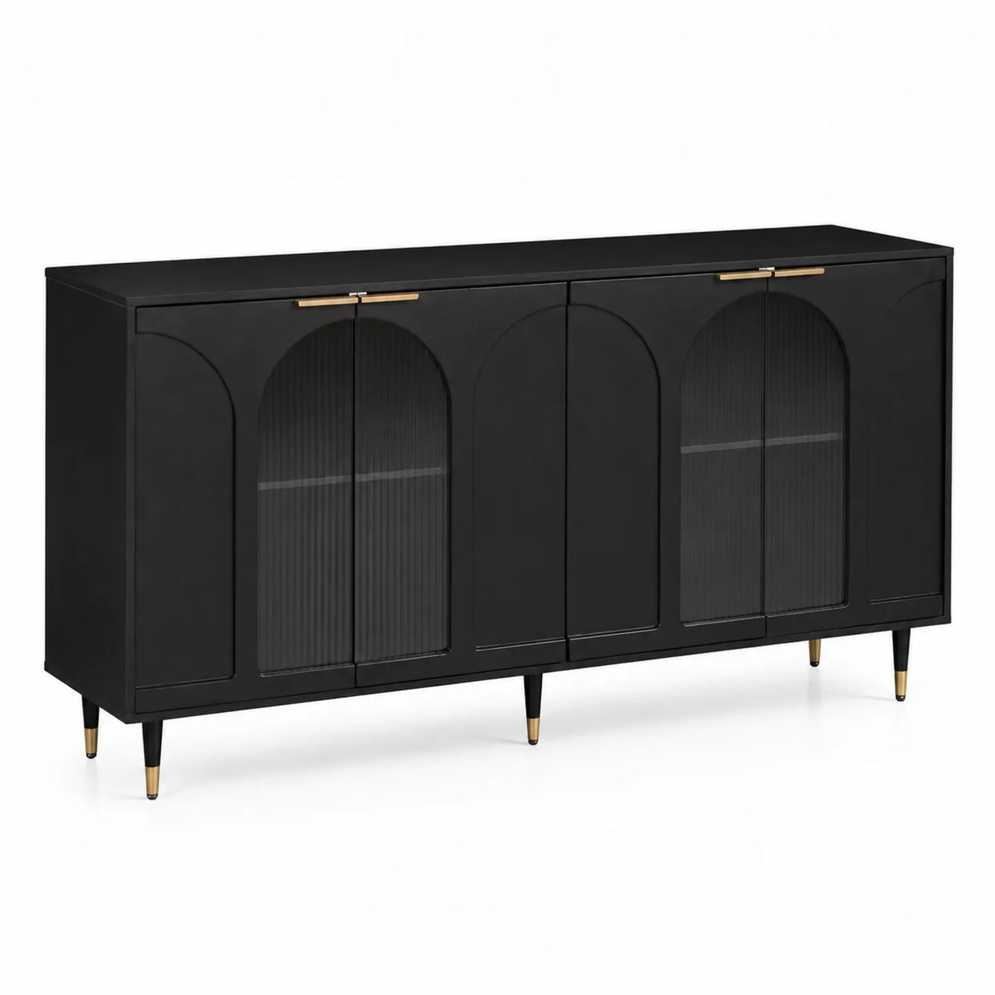 Sideboard Schwarz Glas Metall 160x40x80cm