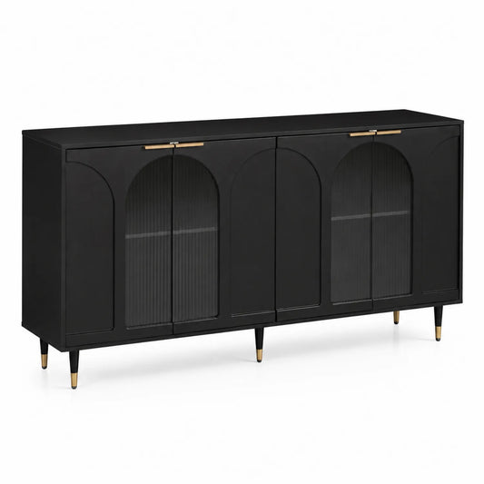 Sideboard Schwarz Glas Metall 160x40x80cm